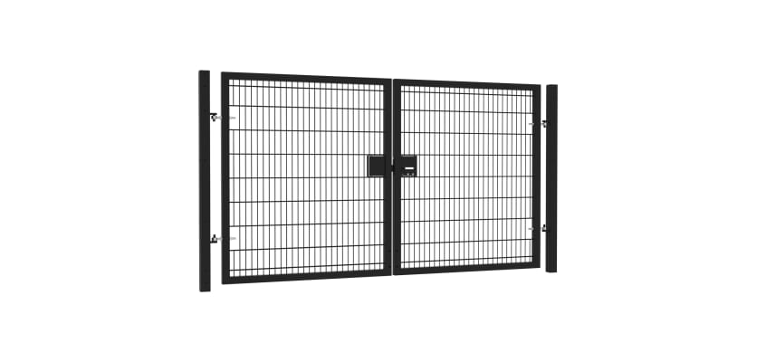 13' Wide x 6' High Twin Wire Mesh Drive Gate Kit with Lock Kit - Black