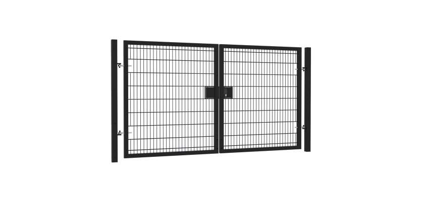 13' Wide x 6' High Twin Wire Mesh Drive Gate Kit with Key Lock - Black
