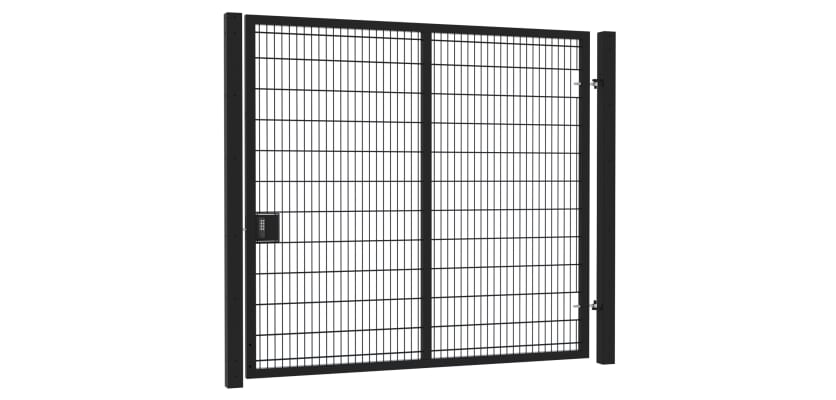 8' Wide x 8' High Twin Wire Mesh Walk Gate Kit with Digital Keypad Lock - Black