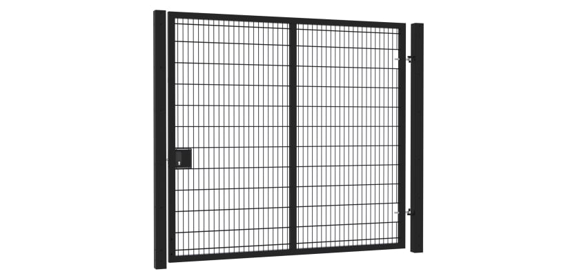 8' Wide x 8' High Twin Wire Mesh Walk Gate Kit with Key Lock - Black