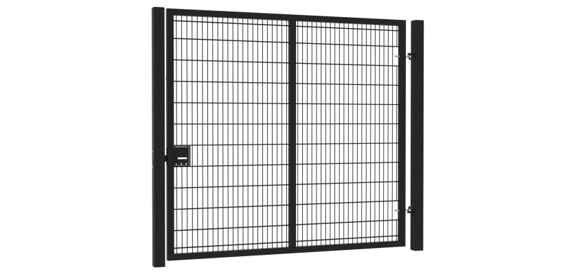 8' Wide x 8' High Twin Wire Mesh Walk Gate with Lock Kit - Black