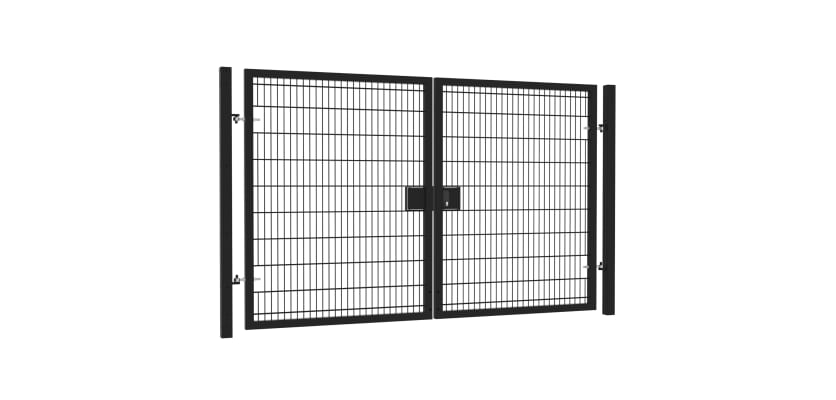 13' Wide x 7' High Twin Wire Mesh Drive Gate Kit with Key Lock - Black