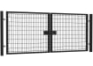 13' Wide x 7' High Twin Wire Mesh Drive Gate Kit with Key Lock - Black