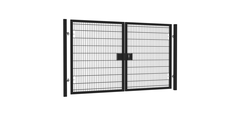 13' Wide x 7' High Twin Wire Mesh Drive Gate Kit with Digital Keypad Lock - Black