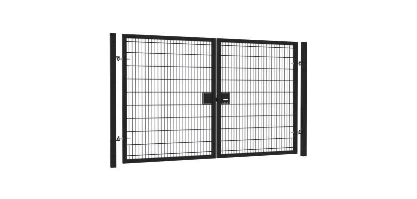 13' Wide x 7' High Twin Wire Mesh Drive Gate Kit with Lock Kit - Black