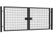13' Wide x 7' High Twin Wire Mesh Drive Gate Kit with Lock Kit - Black