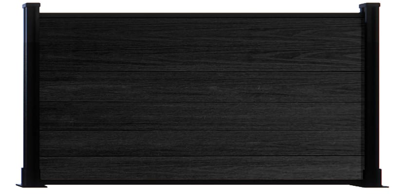 A 3 foot high Black NewStead Wood Plastic Composite Fencing with Black Posts 