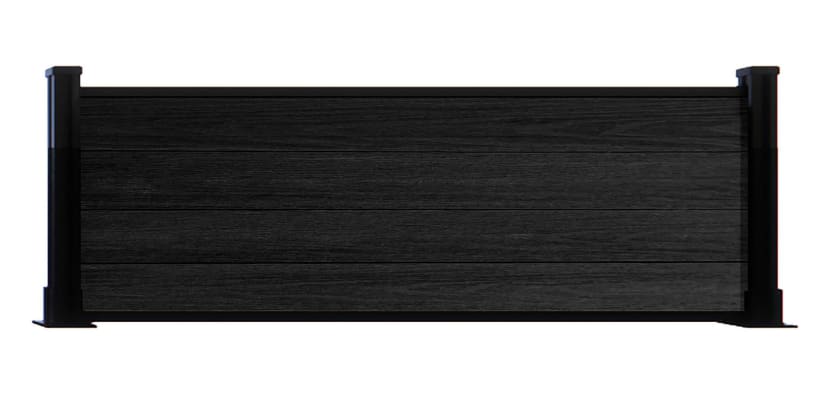 A 2 foot high Black NewStead Wood Plastic Composite Fencing with Black Posts 