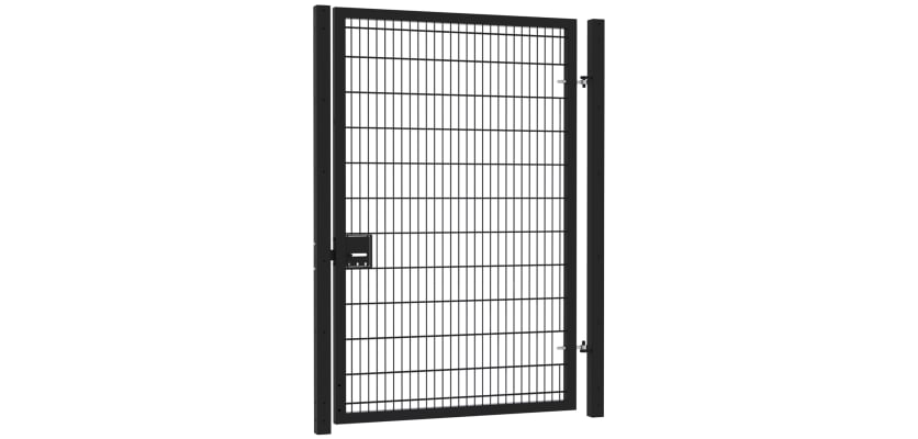 8' Wide x 10' High Twin Wire Mesh Walk Gate with Lock Kit - Black