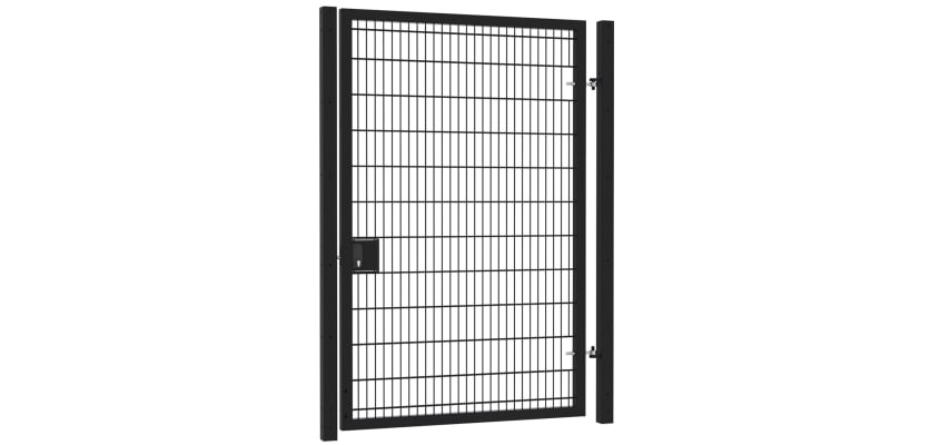8' Wide x 10' High Twin Wire Mesh Walk Gate Kit with Key Lock - Black