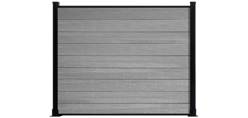 5 Foot Light Gray Wood Plastic Composite Fencing with Black Post