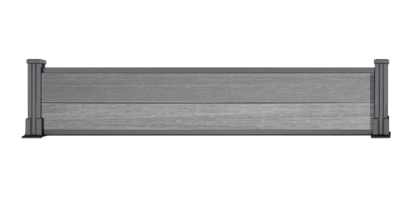 1 Foot Light Gray Wood Plastic Composite Fencing with Silver Posts