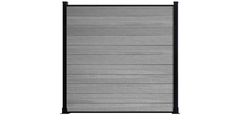 6 Foot Light Gray Wood Plastic Composite Fencing with Black Post