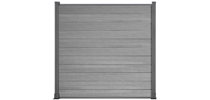 6 Foot Light Gray Wood Plastic Composite Fencing with Silver Posts