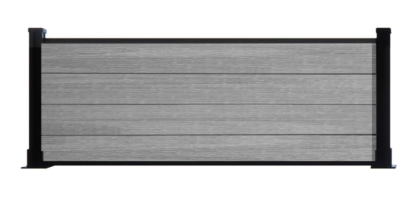 2 Foot Light Gray Wood Plastic Composite Fencing with Black Post