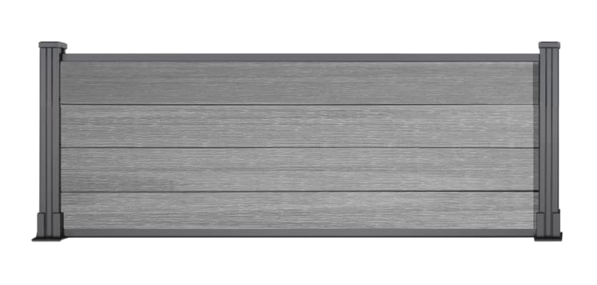 2 Foot Light Gray Wood Plastic Composite Fencing with Silver Posts