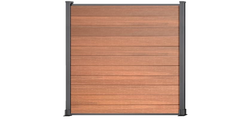 6ft high teak composite fencing with silver posts
