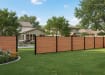 NewStead Wood Grain Teak Wood Plastic Composite Fencing installed around backyard