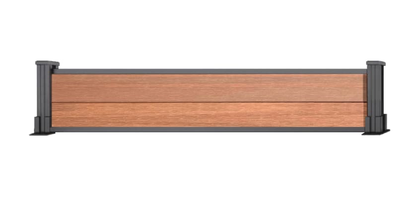 1ft high teak composite fencing with silver posts