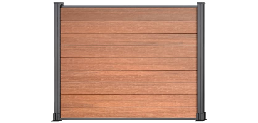 5ft high teak composite fencing with silver posts