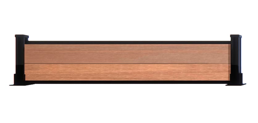 1ft high teak composite fencing with black posts