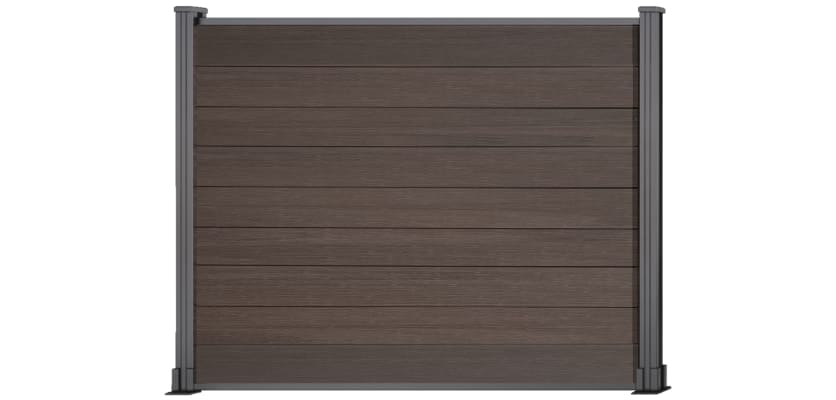 5ft high walnut composite fencing with silver posts