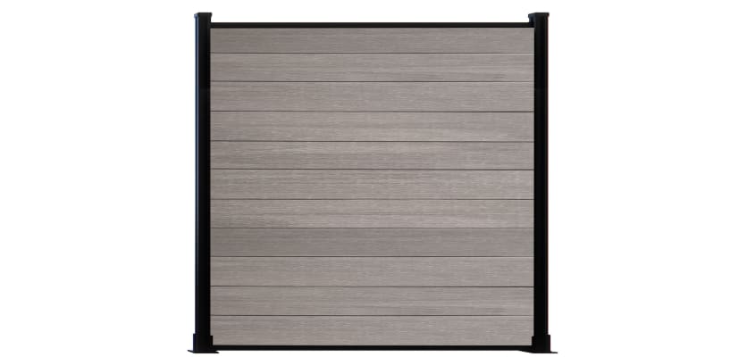 6ft antique wood plastic composite fencing with black posts