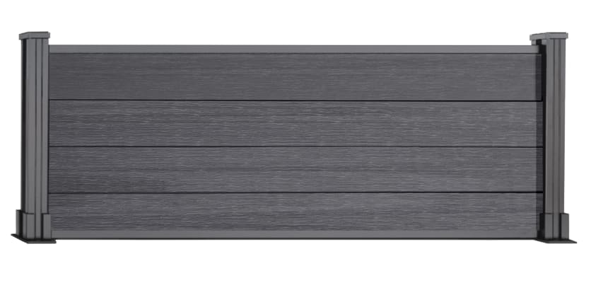 2ft high Anthracite Gray Wood Plastic Composite Fencing with Silver Posts