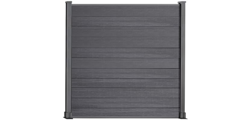 6ft high Anthracite Gray Wood Plastic Composite Fencing with Silver Posts
