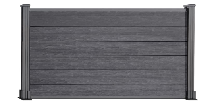 3ft high Anthracite Gray Wood Plastic Composite Fencing with Silver Posts