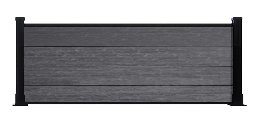 2ft high Anthracite Gray Wood Plastic Composite Fencing with Black Posts