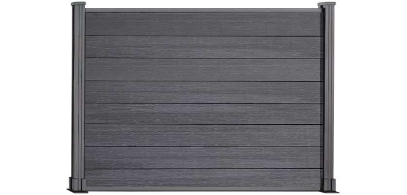 4ft high Anthracite Gray Wood Plastic Composite Fencing with Silver Posts