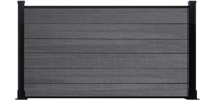 3ft high Anthracite Gray Wood Plastic Composite Fencing with Black Posts