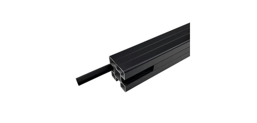 A Black Post with Side Cover for NewStead Wood Plastic Composite Fencing