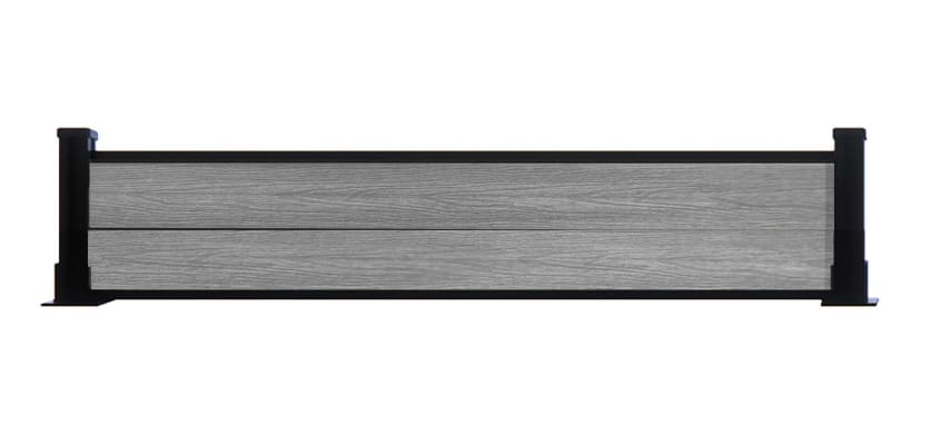 A 1 Foot High Light Grey NewStead Wood Plastic Composite Fence with Black Posts