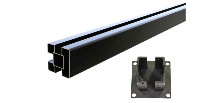 Black Aluminum Post with Post Base