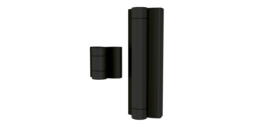 A Black Locinox Magnus Motorized Hinge and Closer for Walk Gates