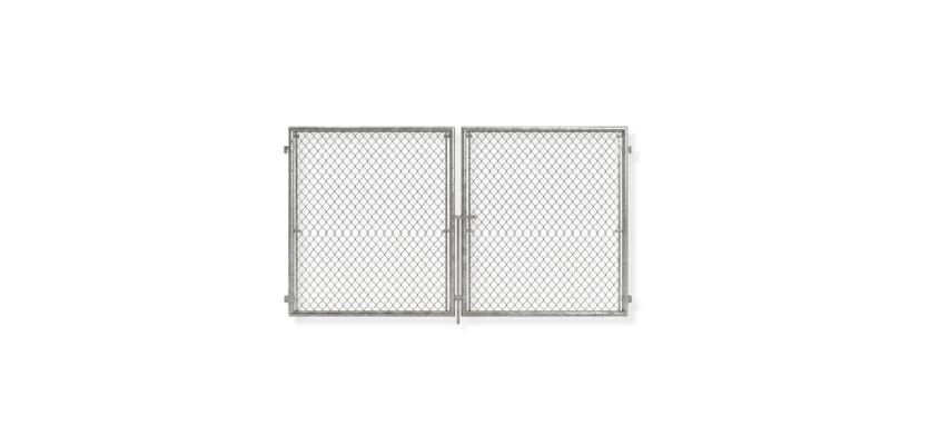 60 in. x 96 in. galvanized chain-link double swing residential drive gate leaf pair with 2 in. diamond mesh