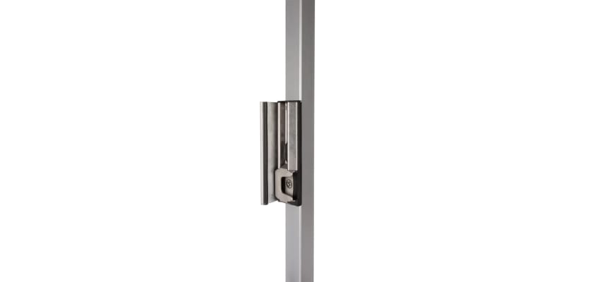 Locinox adjustable security keep for mushroom hook bolt mounted on square gate post