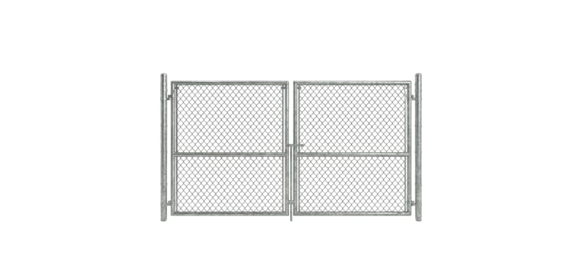 60 in. x 120 in. galvanized chain-link double swing residential drive gate leaf pair with 2 in. diamond mesh and 1-3/8 in. frame