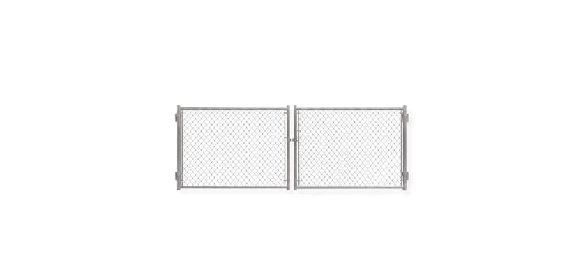 Chain link galvanized commercial drive gate 84" x 120" leaf pair with 9 gauge 2" mesh and 1-5/8" frame