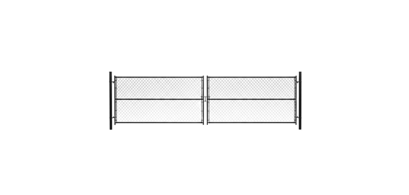 Chain link black commercial drive gate 96" x 120" leaf pair double swing 9 gauge 2" mesh 1-5/8" frame