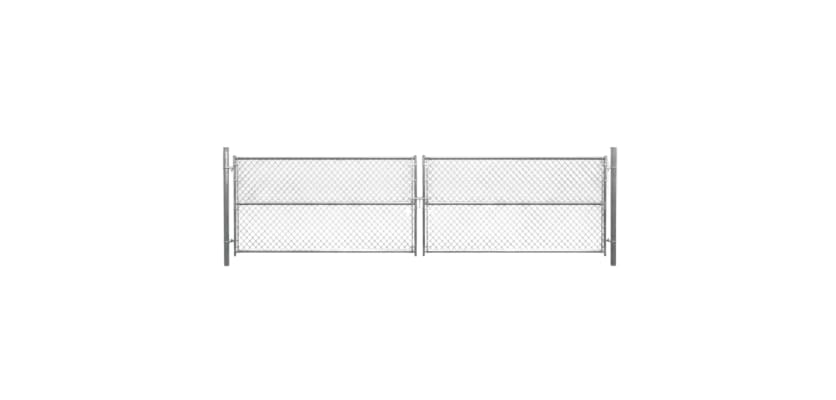 60" x 168" galvanized chain link double drive gate, 9 gauge 2" mesh, 1-5/8" steel frame