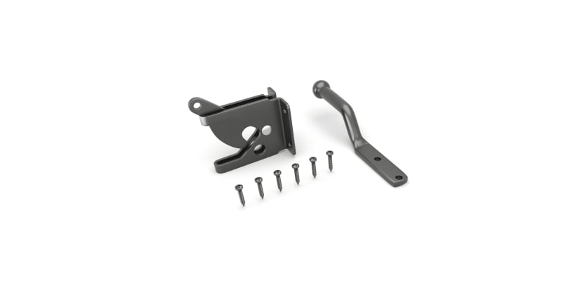 All of the components included in the Universal Gate Latch Kit 