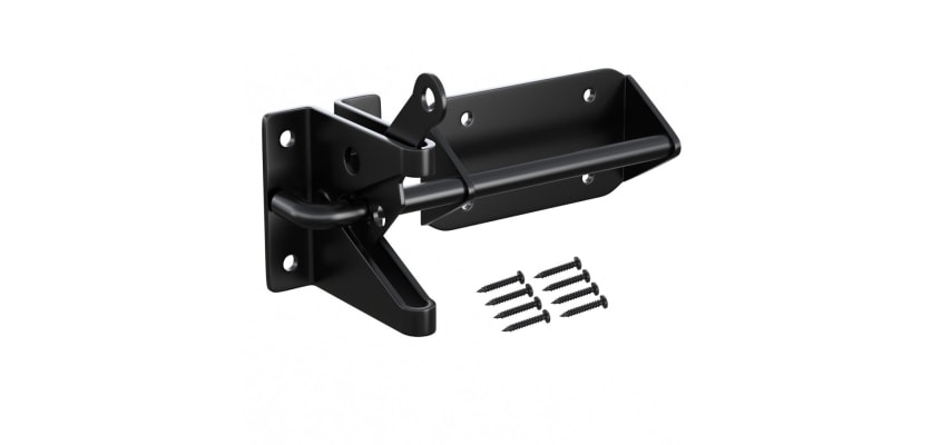 All of the components included with the Universal Gate Locking Bar Bolt Kit 