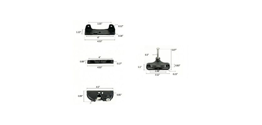 Key lockable self-latching gate latch dimension diagram with mounting plate and striker measurements