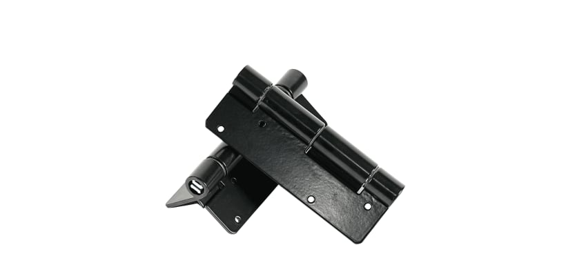 Heavy-duty black universal gate flat hinge 5-3/4 inch steel construction