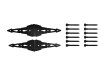 Black heavy-duty decorative strap gate hinges with mounting hardware