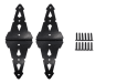Black decorative strap gate hinges with mounting screws set for driveway or garden gates