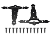Black decorative heavy-duty strap gate hinges with mounting screws set